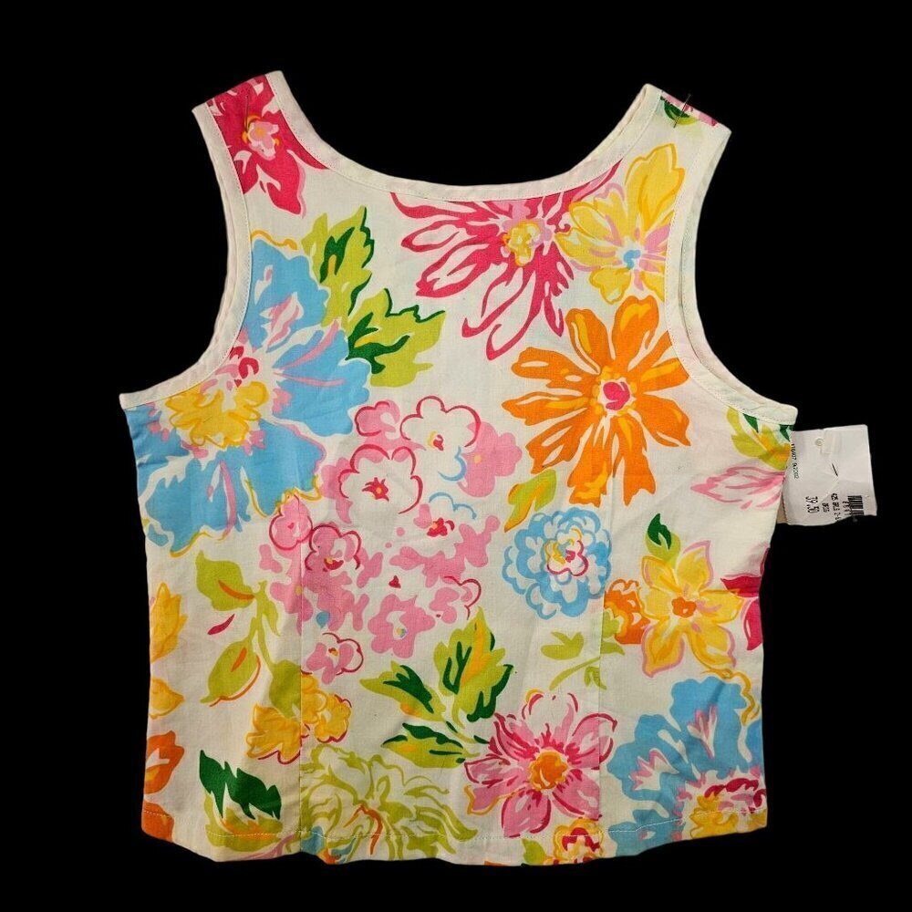 Ralph Lauren Little Girl Floral Sleeveless Cotton Top Sz 4 Pearl Btns Multi NWT